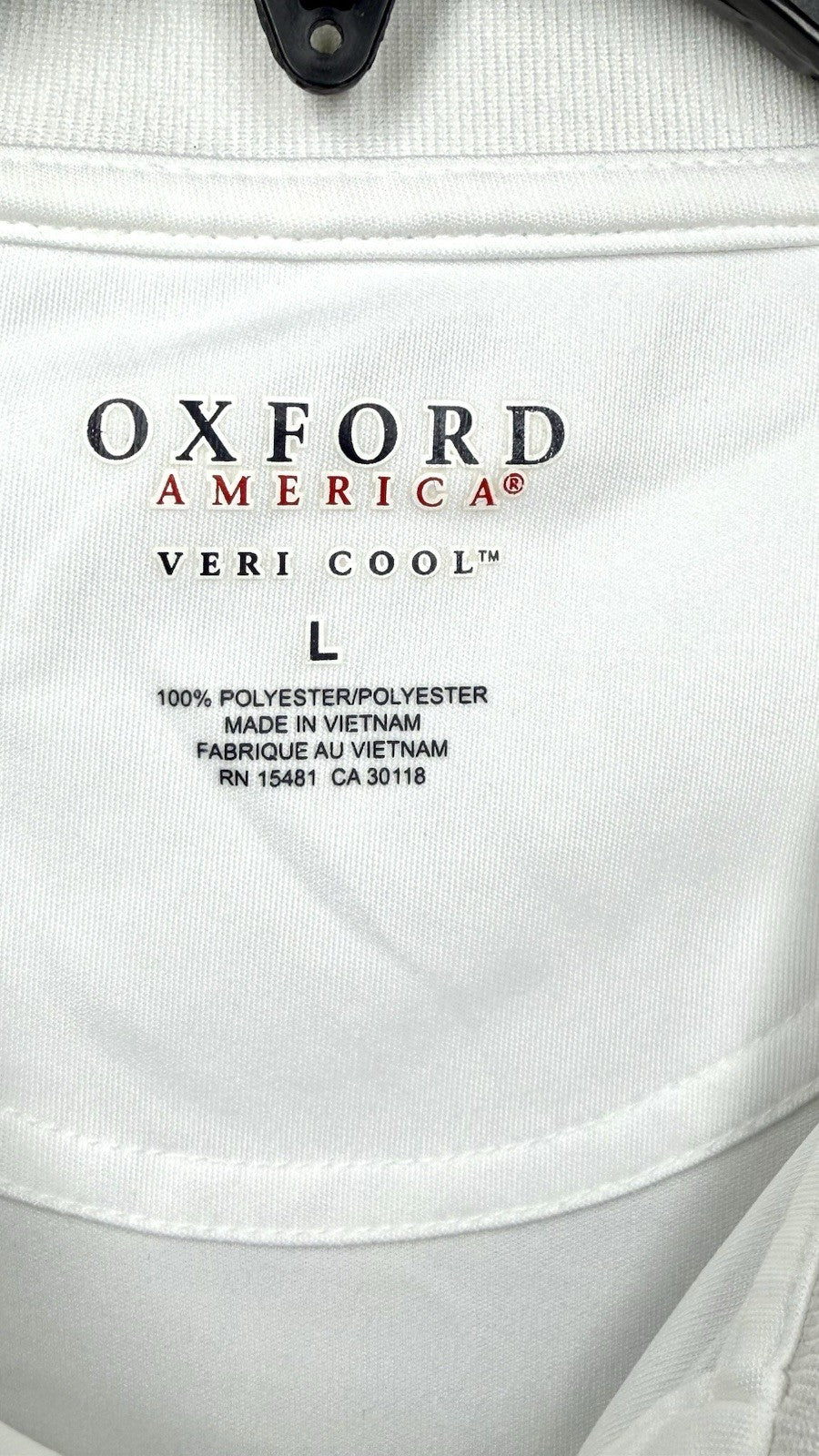Oxford America Veri Cool Mens Large White Short Sleeve Golf Polo