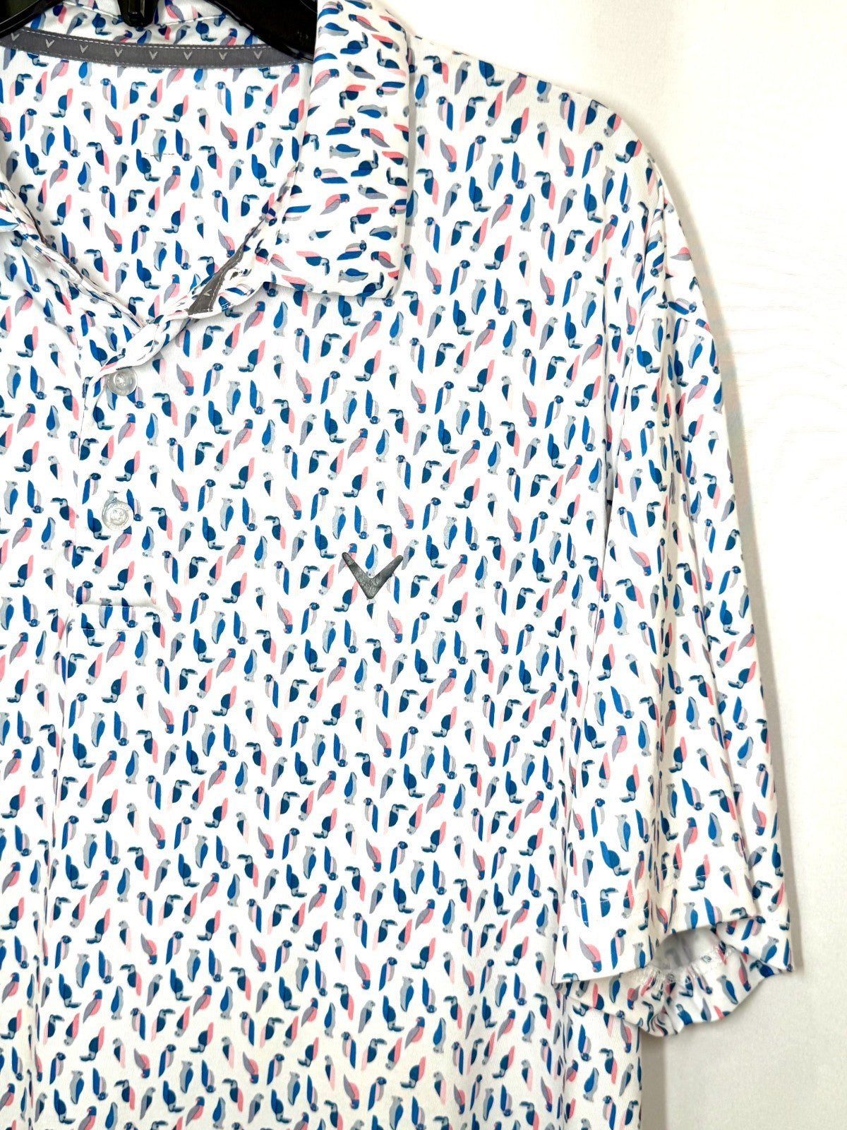Callaway Men's Large Toucan Bird Print Performance Short Sleeve Golf Polo Shirt