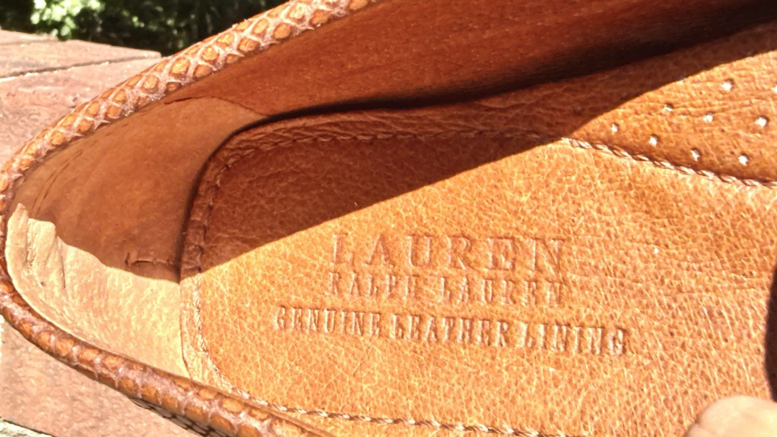 Lauren Ralph Lauren / Women's Camila Moccasin Size 10B / Polo Tan Glossy Snake