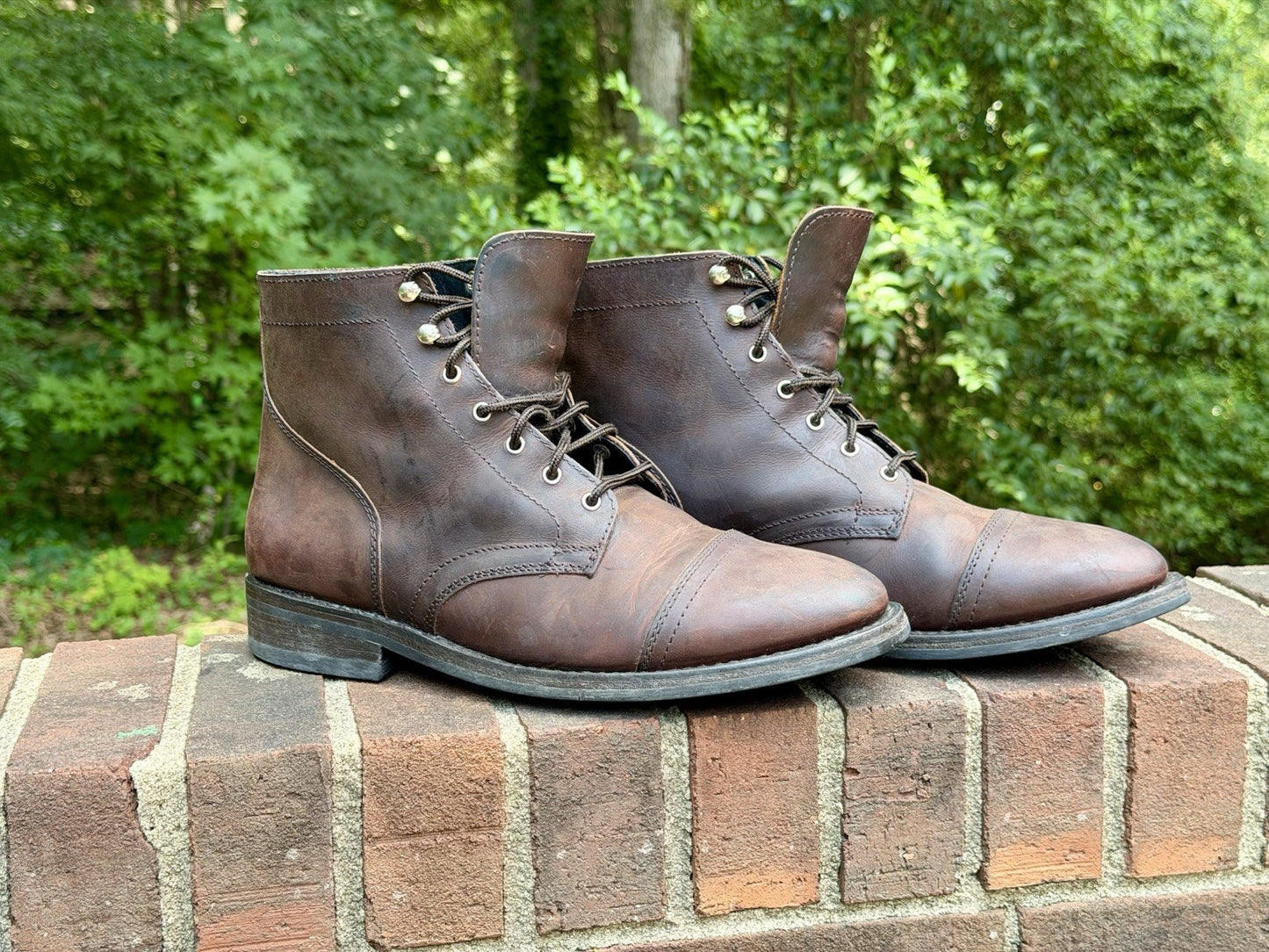 Thursday Boots Captain Men's Size 11 Wide Brown Leather Cap Toe Lace Up