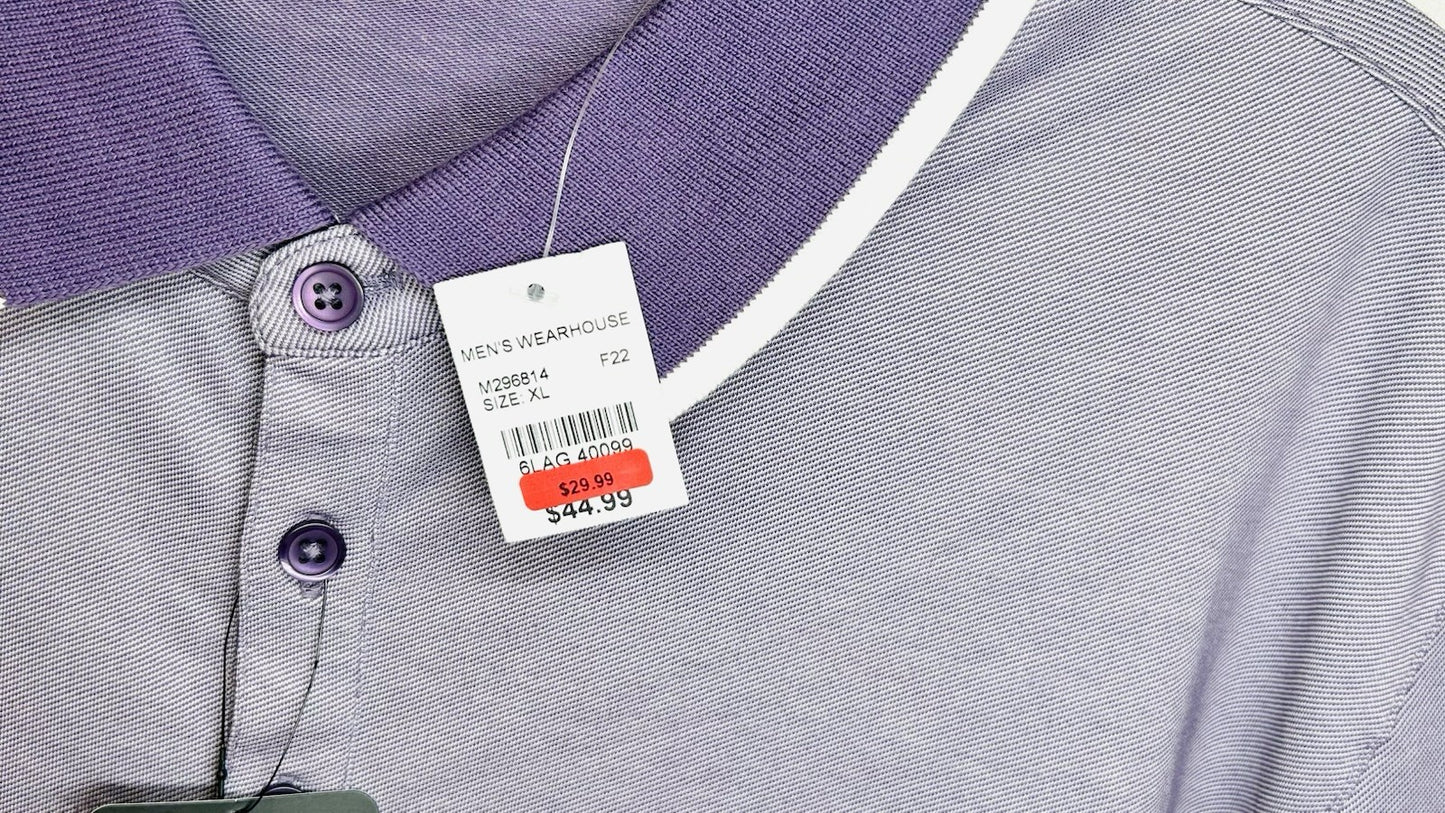 NWT!!! Michael Strahan Mens Polo Shirt Size Large Light Purple Cotton Blend B16