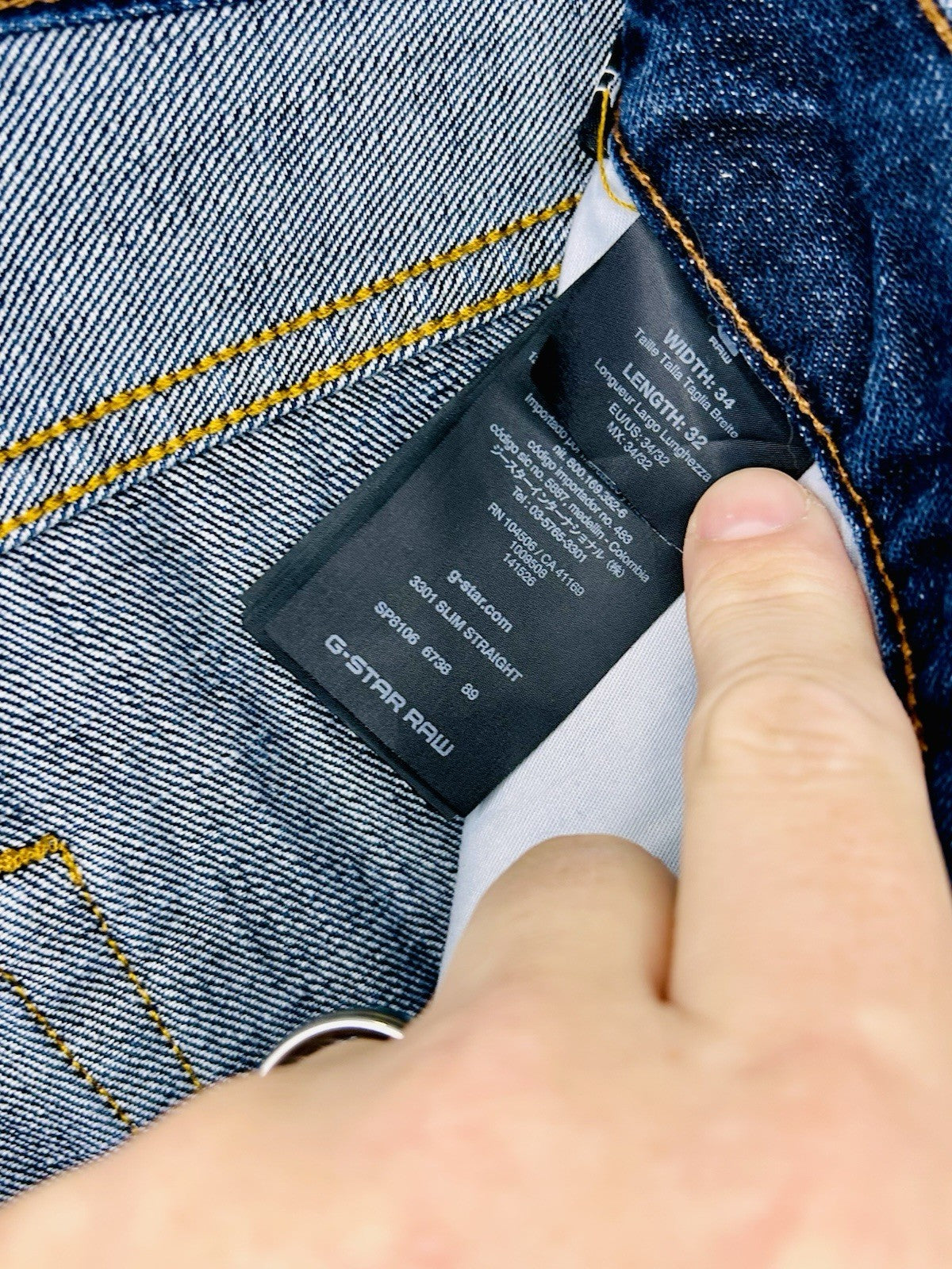 G-Star Raw Jeans Men’s 34x30 Blue Denim Slim 3301 Straight (Tag Reads 34/32)