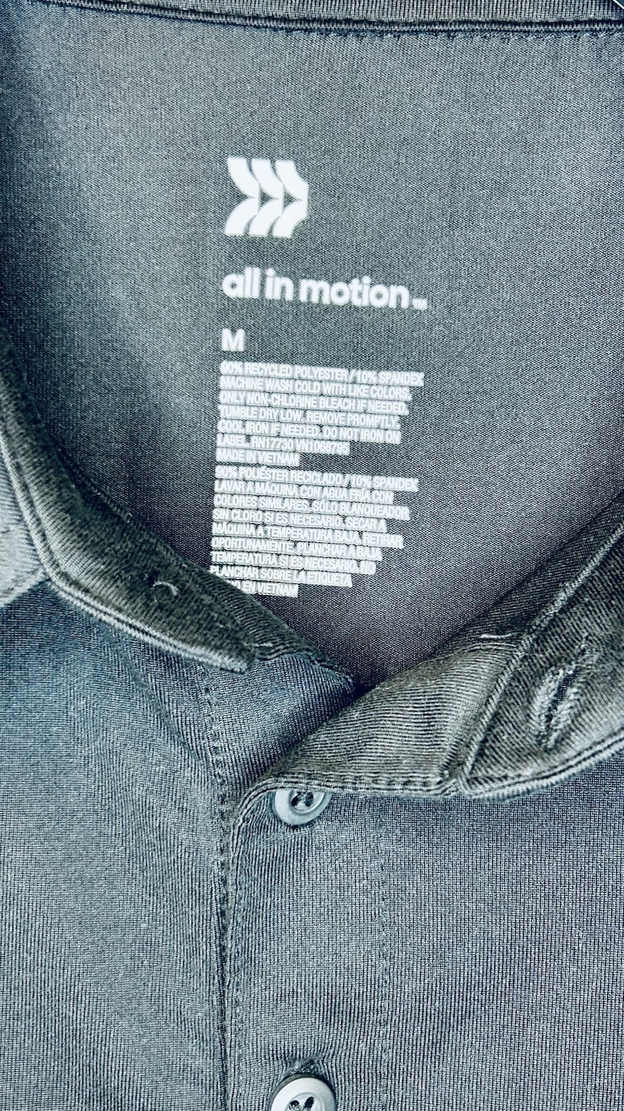 All In Motion / Women’s Performance Black Polo / Size Medium / Lightweight