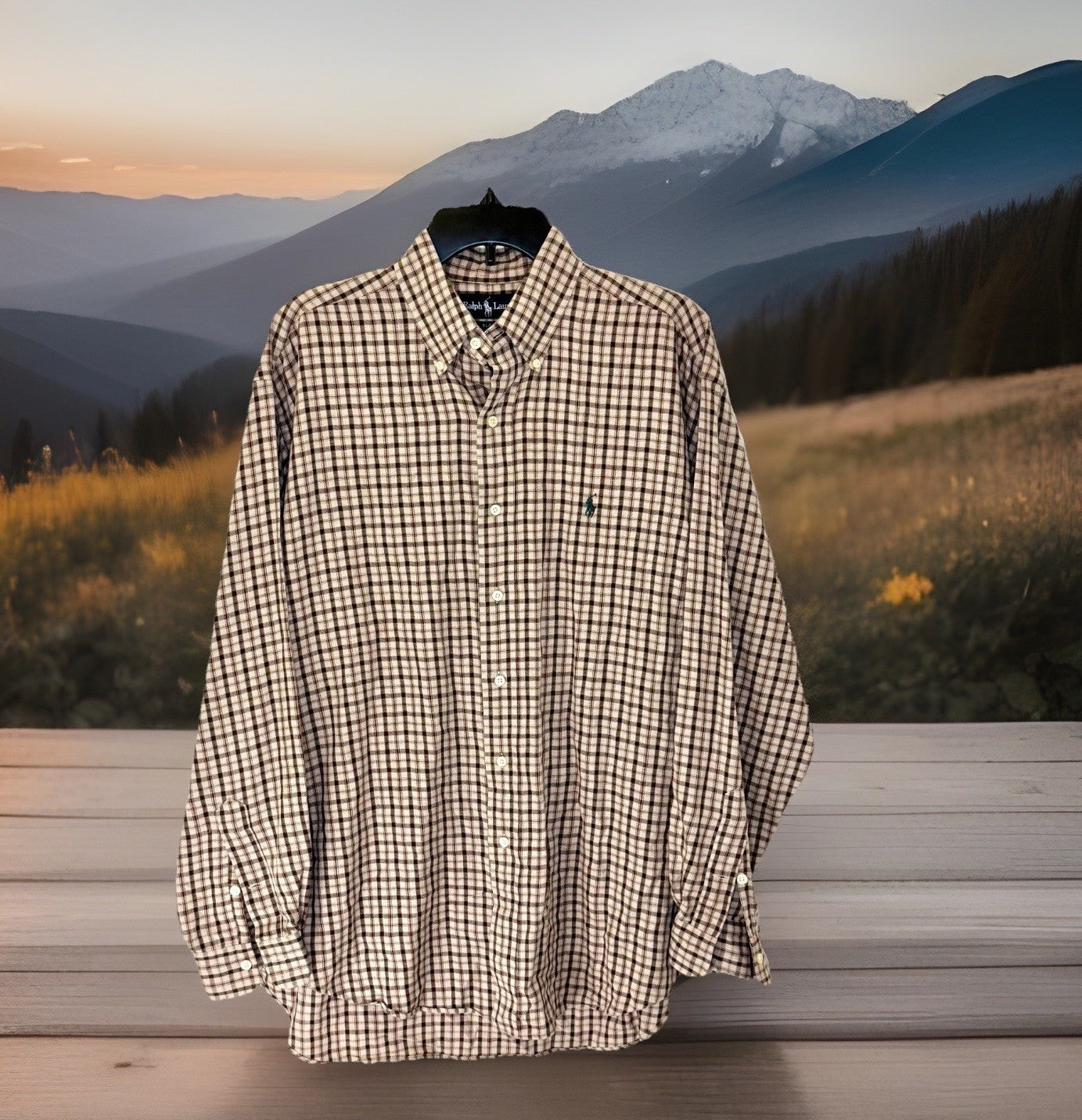 Polo Ralph Lauren Shirt Men Large Button Down Check Shepherds Gingham Blake
