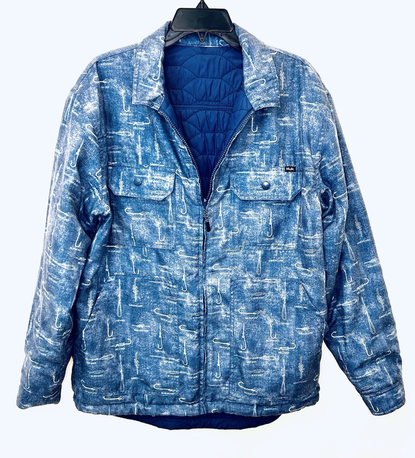 HUK Ballast Reversible Jacket Mens Large Quilted Fishing Water Resistant Outdoor