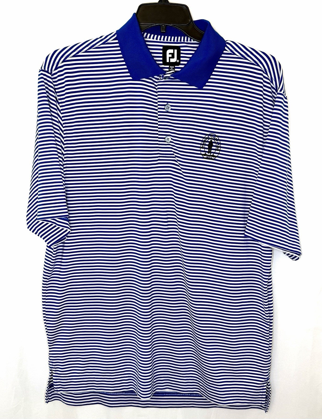 FootJoy FJ Blue & White Stripe Short Sleeve Mens Size M Golf Polo Active Shirt
