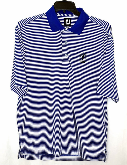 FootJoy FJ Blue & White Stripe Short Sleeve Mens Size M Golf Polo Active Shirt