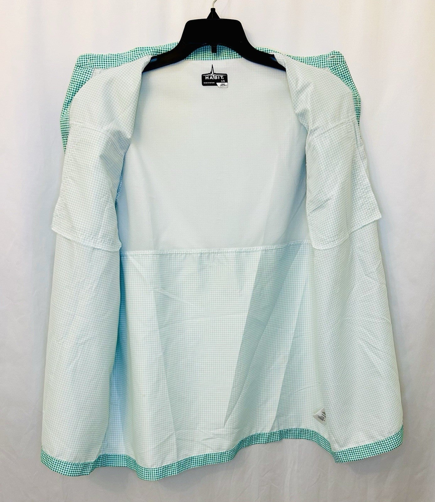 Habit Shirt Mens Medium 40+ Solar Factor Outdoor Fishing Button Gingham Plaid