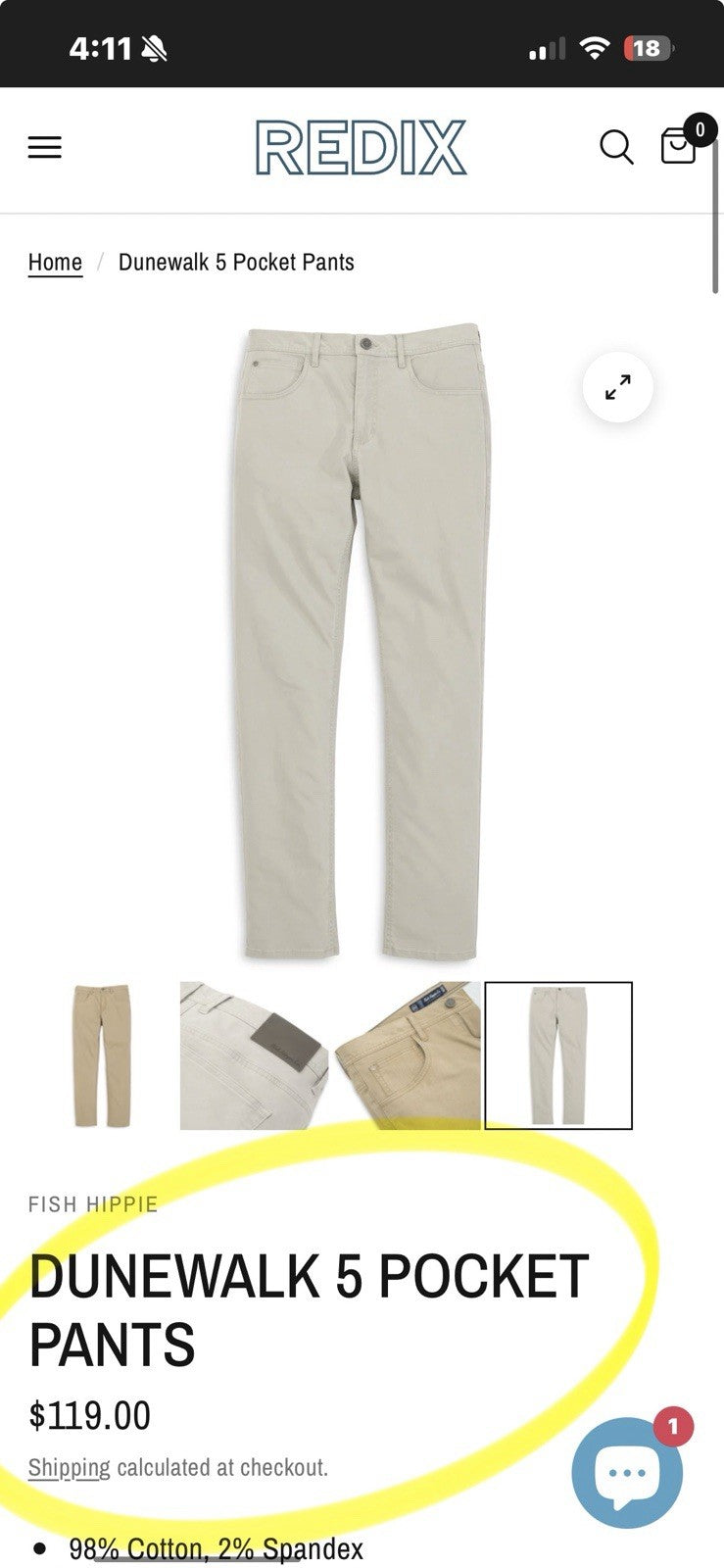 FISH HIPPIE CO. DUNEWALK 5 Pocket Stretch Pants 38x32 W38 L32 Tan / WORN ONCE!!