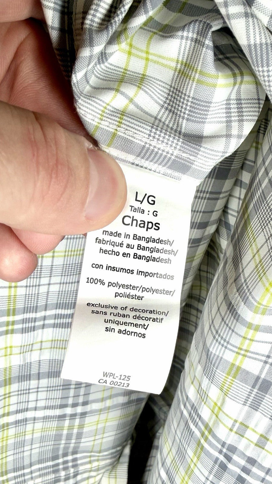 Chaps Shirt Mens Large Button Down Shirt Short Sleeve Grey Easy Care