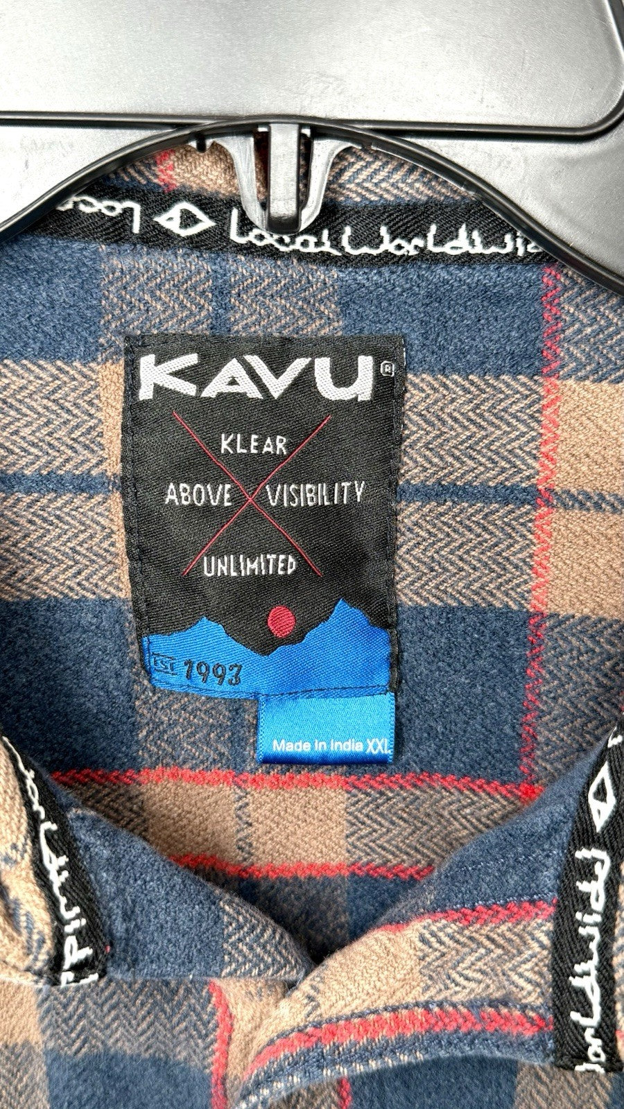 KAVU Men's Big Joe Flannel Shirt Large Plaid Cotton Corner Clay Size XXL