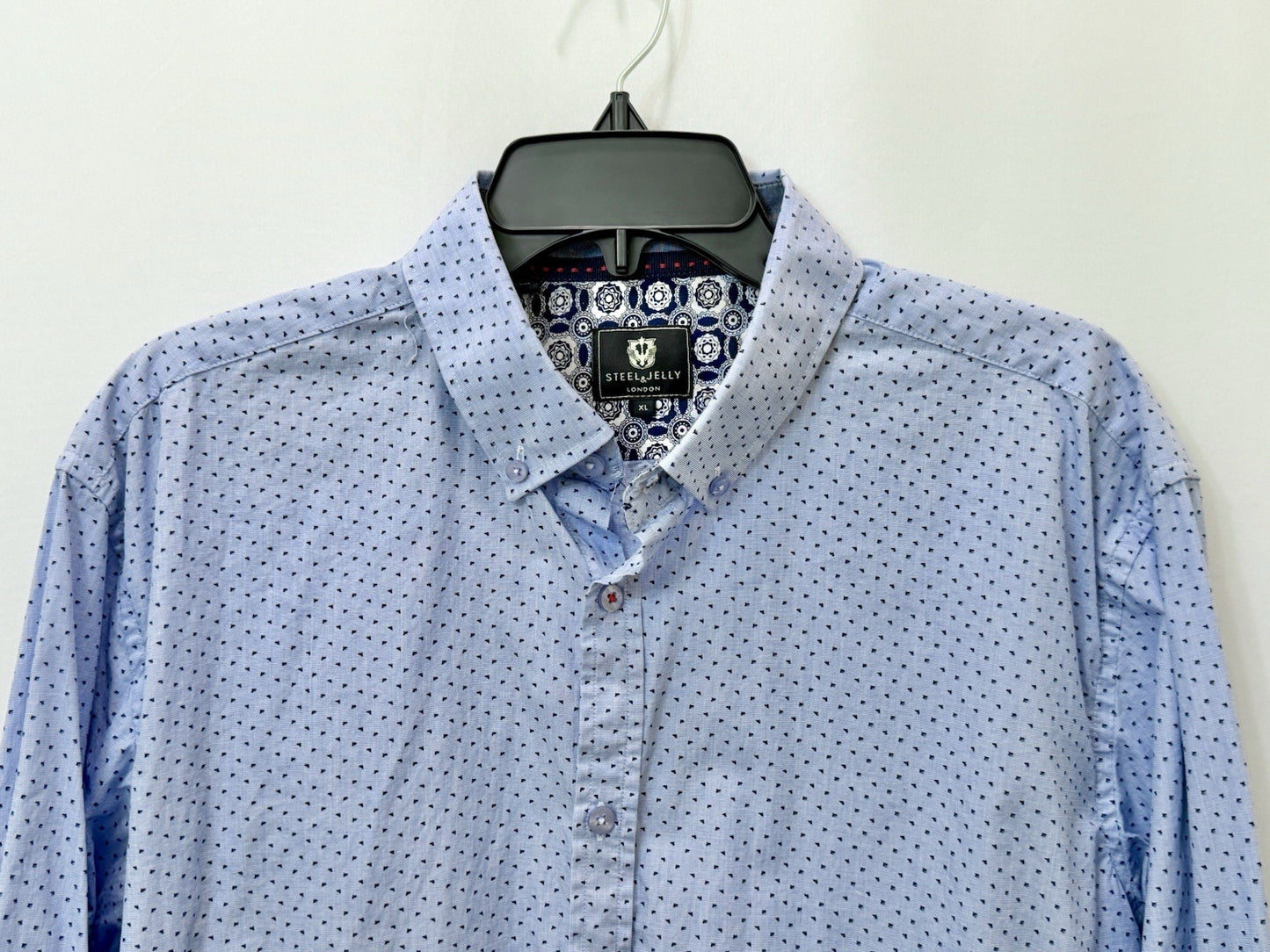 Steel & Jelly London Mens XL Flip Cuff Long Sleeve Button Front Dress Shirt Blue