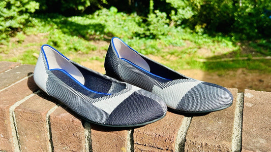 NWOT Rothy's The Flat Captoe Black Color Block Textile Travel Women’s US 9