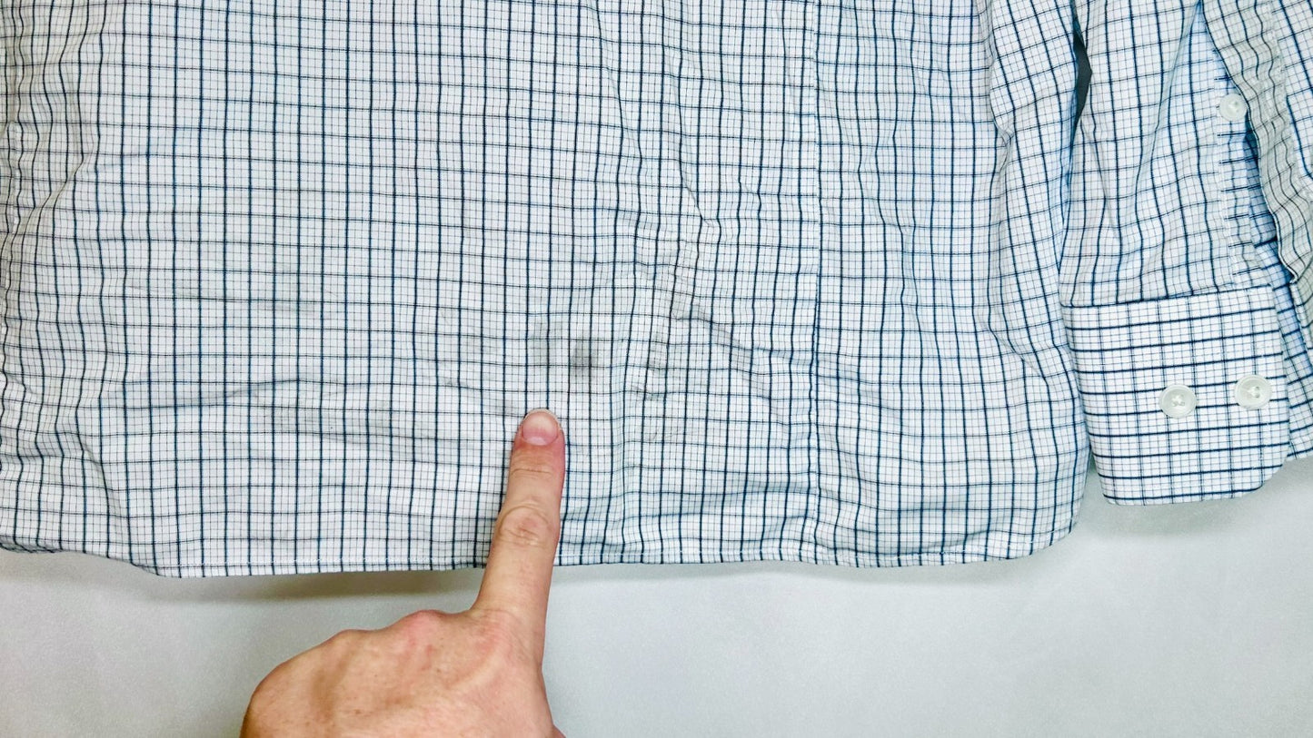 Banana Republic White Plaid Grant Slim Fit Stretch Button Up Shirt Mens Large