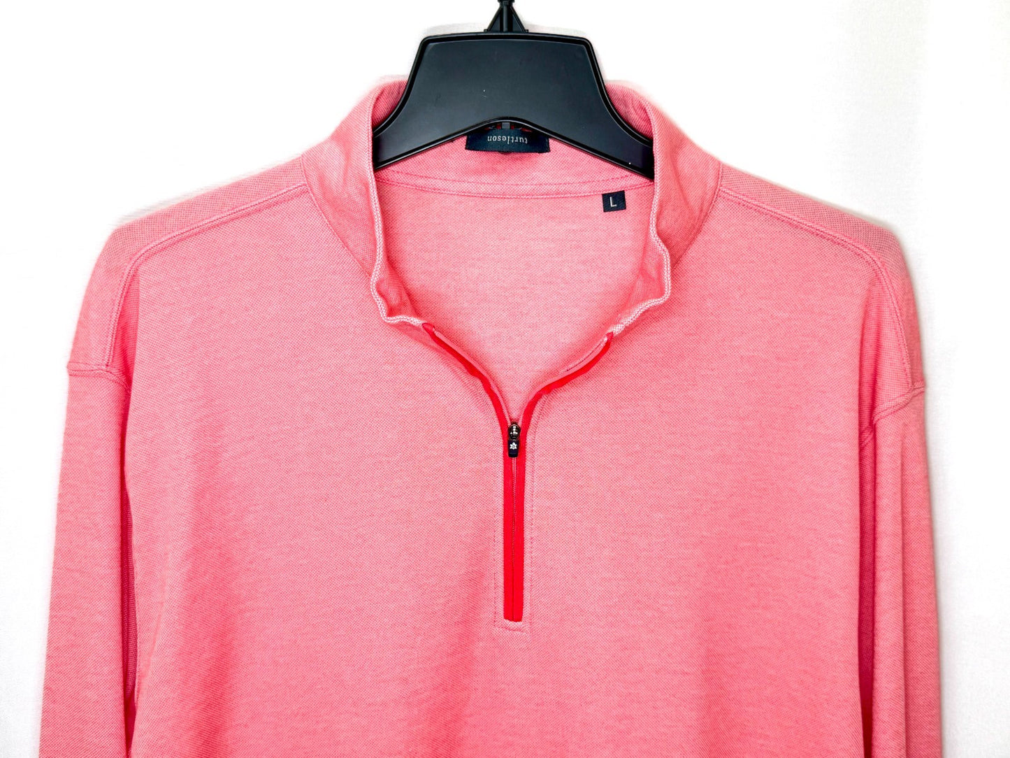 Turtleson Quarter Zip Pullover Mens Large Pink Salmon Heathered Golf Sweater L