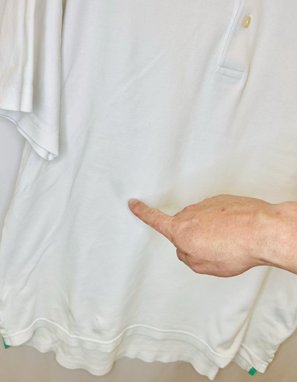 Alan Flusser Golf Shirt / White / Pearl Washed Cotton / Men’s L Large