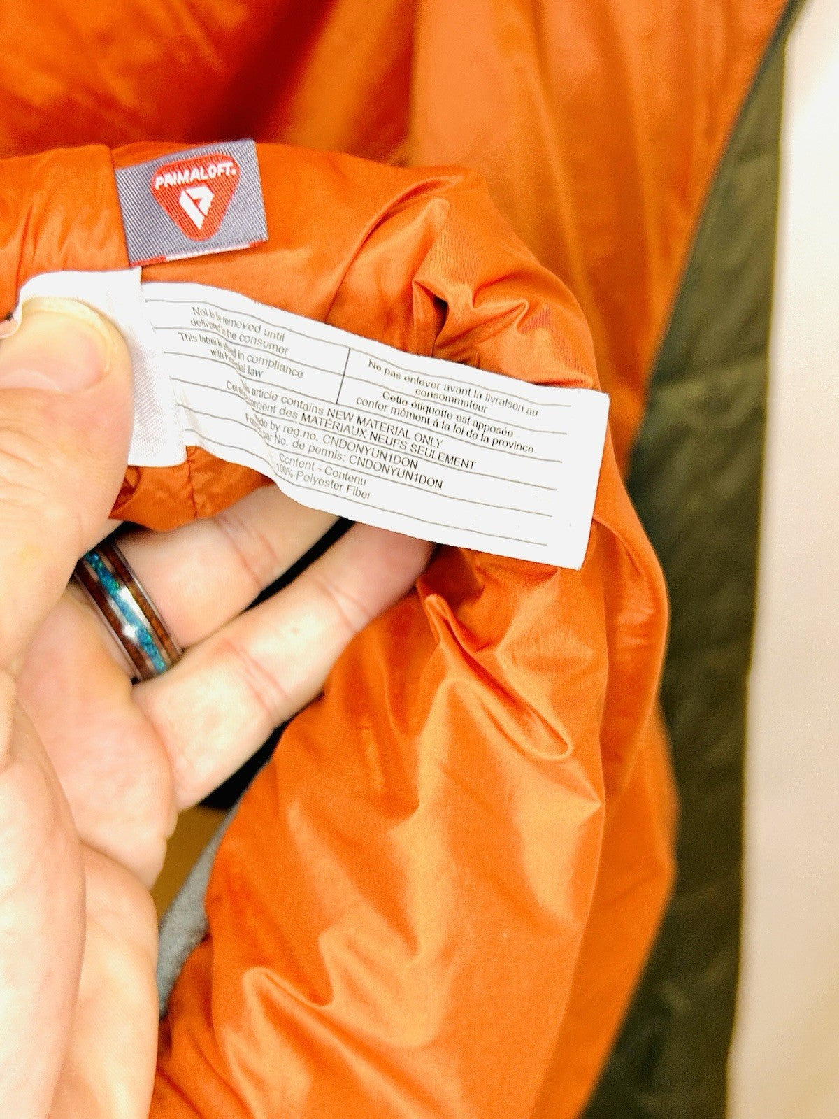 Simms Fishing Olive Green/Orange Thin Puffer Jacket - Men’s L Large - Portland