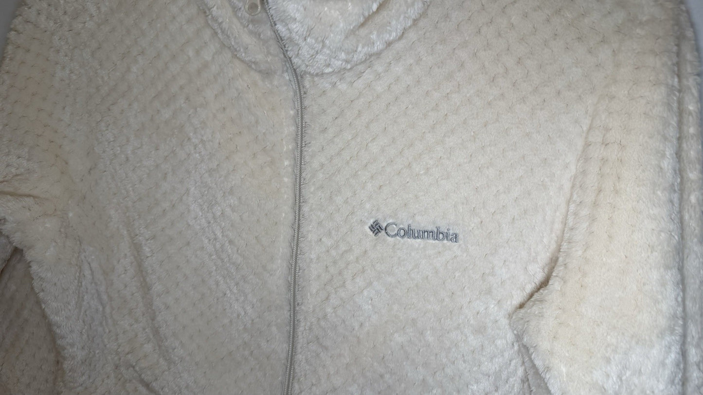 Women's Ivory Cream Soft Columbia Beech Forest Full Zip Fleece Jacket Size M