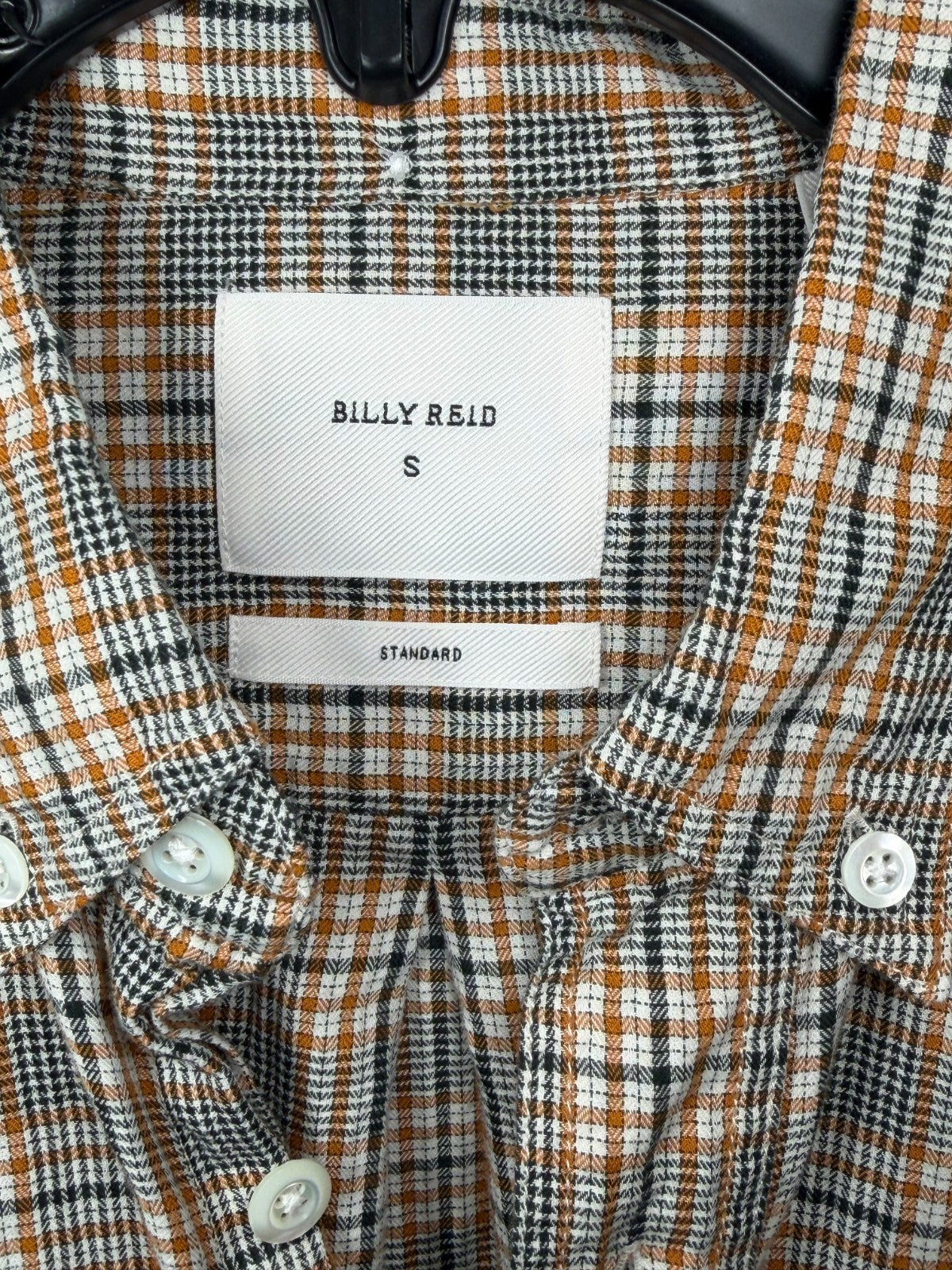 Billy Reid Men Small S Plaid Button Down Shirt Long Sleeve Cotton Brown Turkey