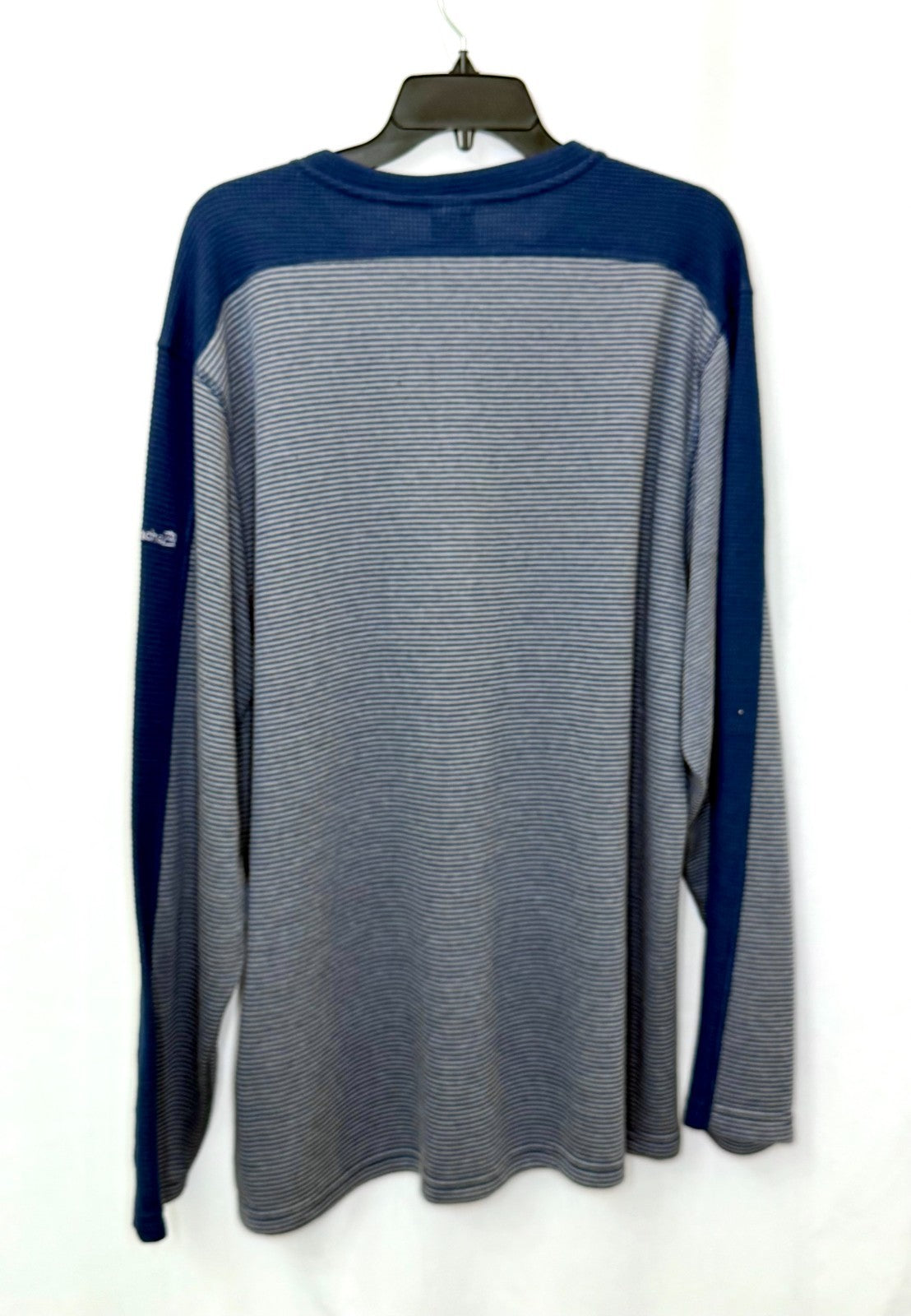 Avalanche Mens XXL Henley Shirt Long Sleeve Waffle Textured Stripe Blue White
