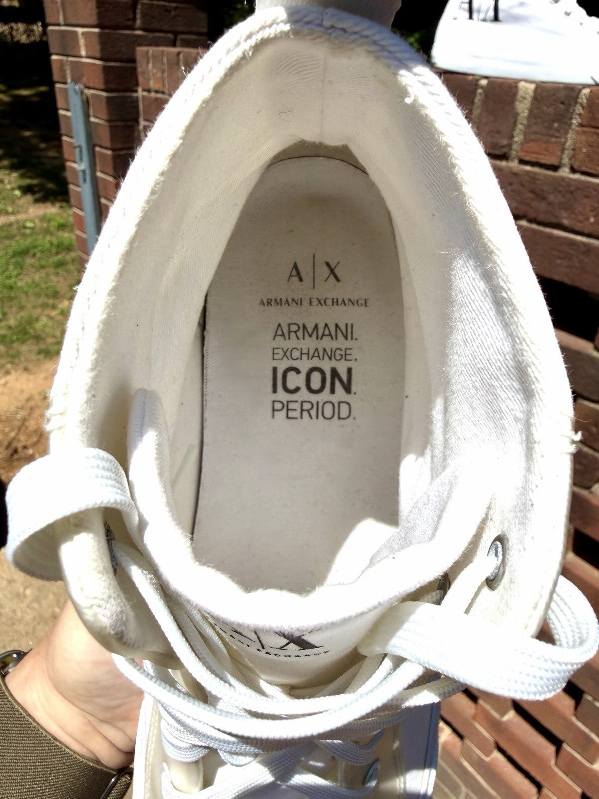 Armani Exchange Men's High Top Icon Logo Canvas Sneakers White Size 11 Excellent