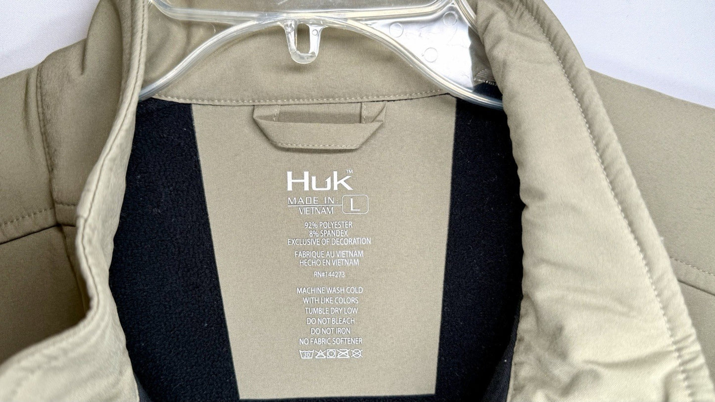 HUK CROSSLAKE WINDBLOCK JACKET / MEN’S SIZE LARGE / OLIVE-BLACK