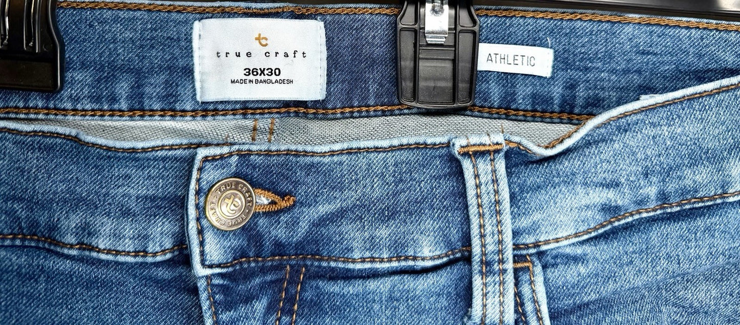 True Craft Athletic Fit Jeans Men’s 36x30 Jeans (Measures 36x26) Medium Wash