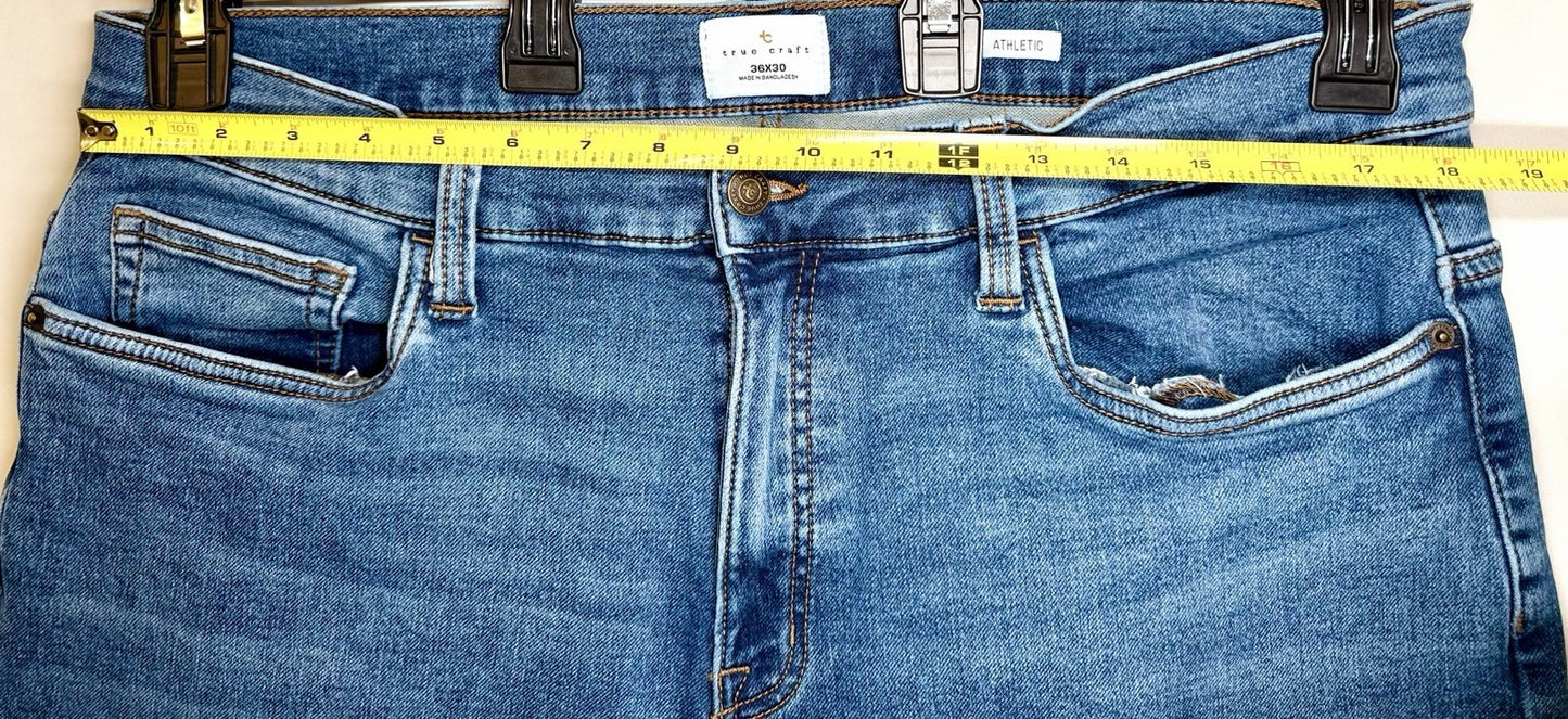 True Craft Athletic Fit Jeans Men’s 36x30 Jeans (Measures 36x26) Medium Wash