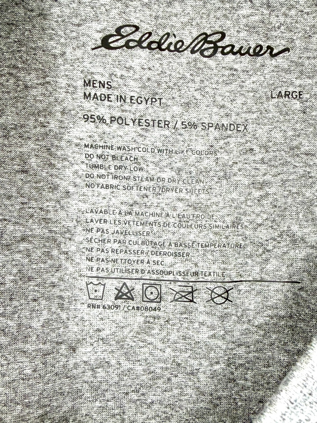 Eddie Bauer Men's Large Resolution Long Sleeve Active Performance Gray Tee Shirt