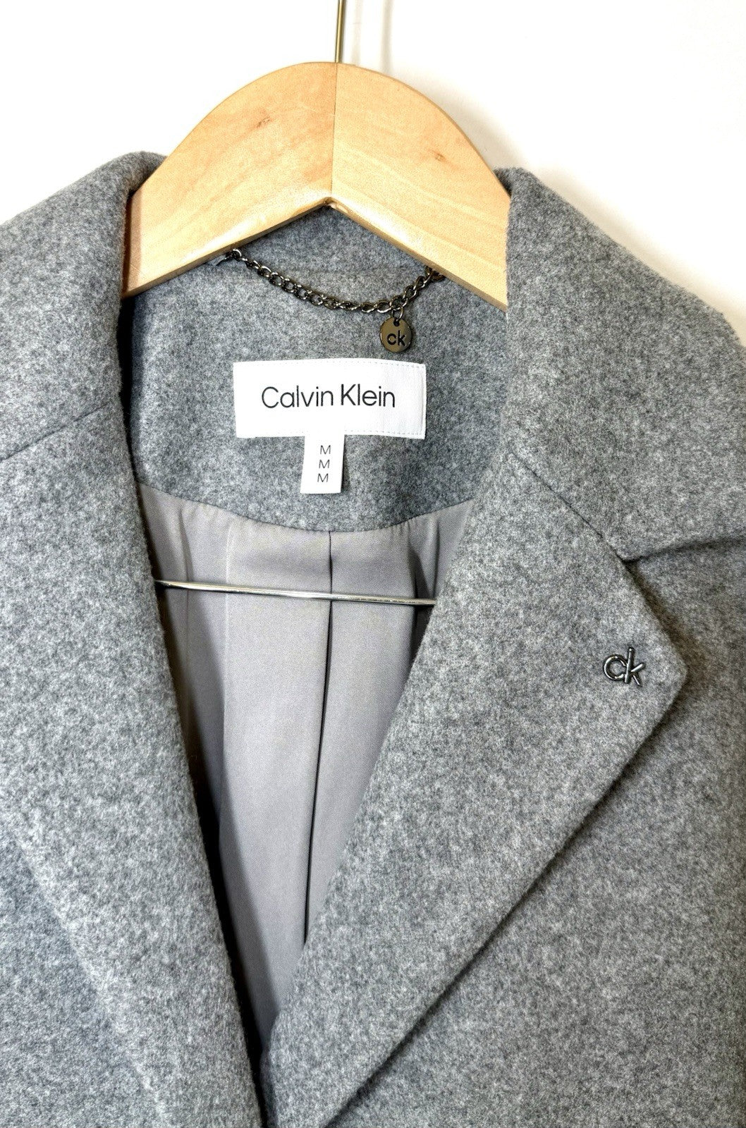 Calvin Klein Gray Double Breasted Mid-Length Pea Coat Women Long Sleeve Size M