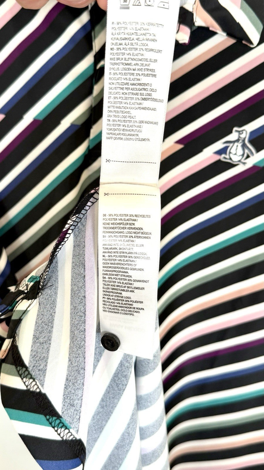 PENGUIN Men's Polo Shirt XL by Munsingwear Performance Stretch Golf Multi Strip