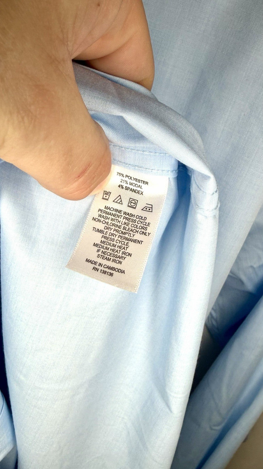 Original Penguin Shirt Mens 16 32/33 Light Blue Heritage Slim Fit Stretch Shirt