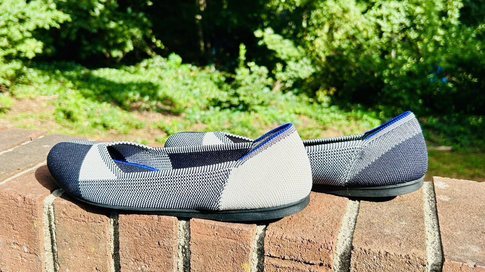 NWOT Rothy's The Flat Captoe Black Color Block Textile Travel Women’s US 9
