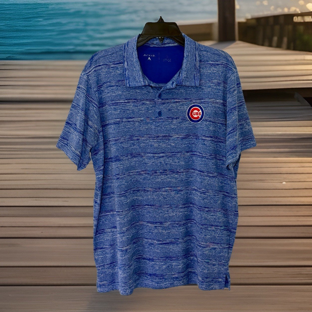 Chicago Cubs Antigua Polo Shirt Men’s Large Blue  MLB Baseball Fan Apparel Gear
