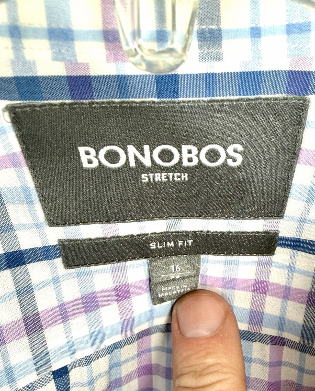 Bonobos Mens Slim Fit Spandex Nylon Blend Long Sleeve Button Down Size Large