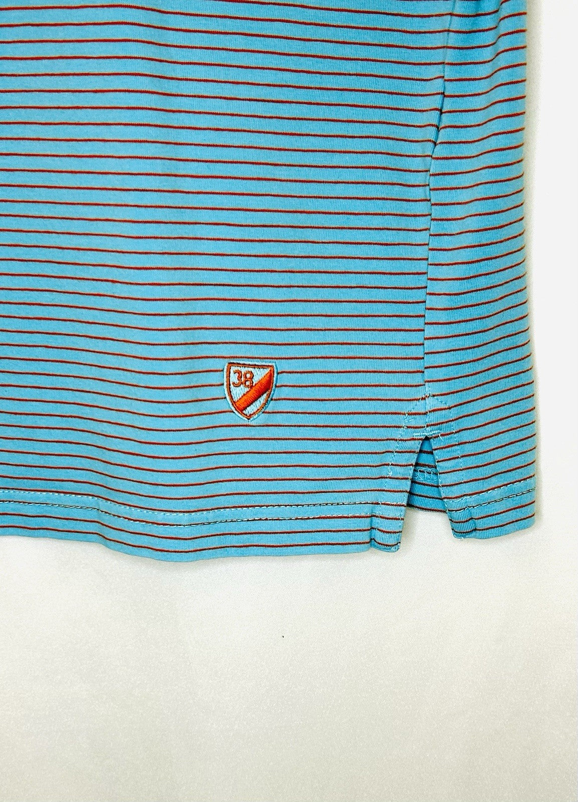 Cremieux Classics Golf Polo Men’s Large Baby Blue/Orange Striped