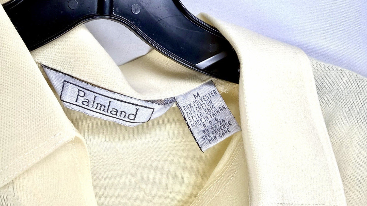 VTG Palmland Polo Men’s Medium Bright Yellow With Embroidered Fish
