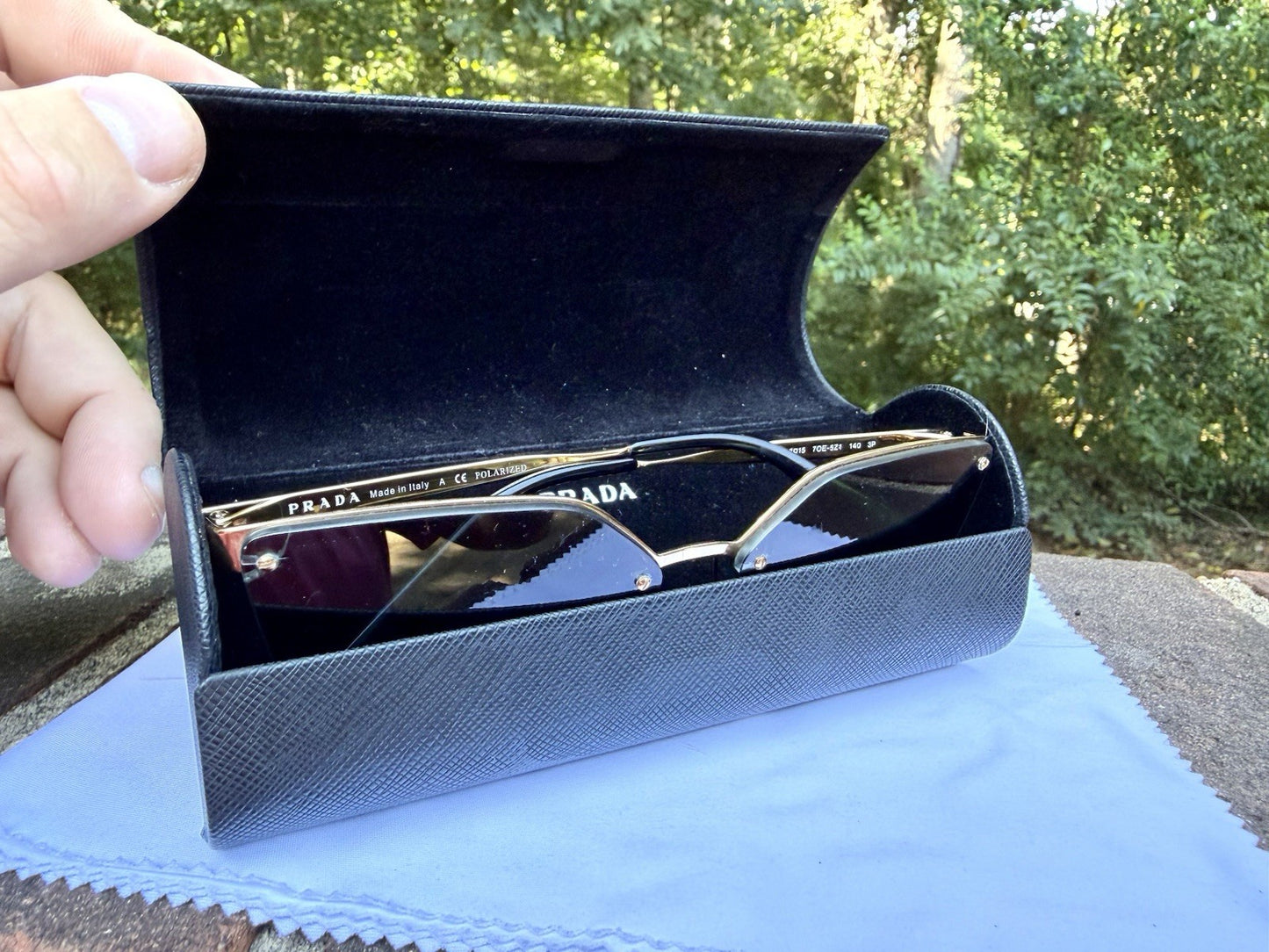 PRADA Cinéma SPR 68T Sunglasses Pale Gold Gray Mirror Polarized Cat Eye PR68TS