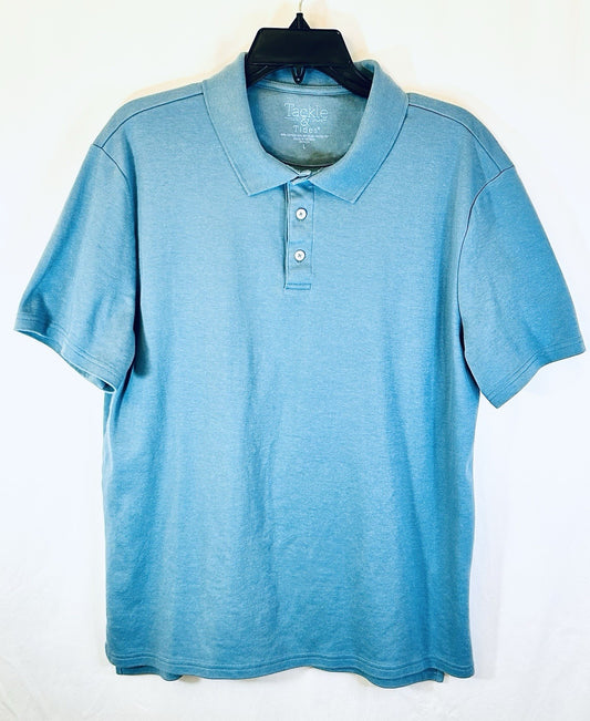 TACKLE & TIDES Mens Ribbed Collar S/S Polo Shirt / Royal Blue / Men’s Large