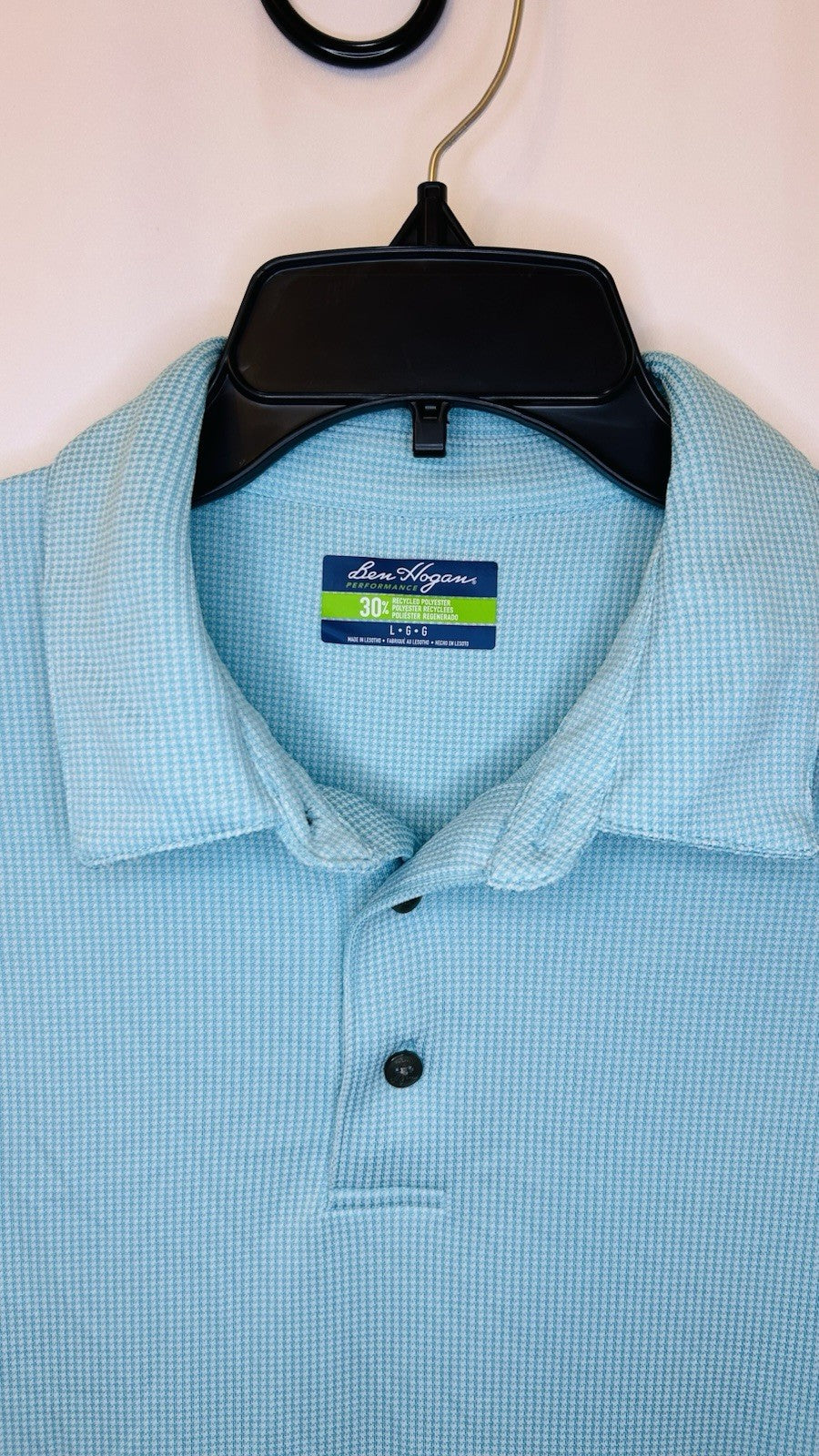 Men's Ben Hogan Performance Blue Short Sleeve Polo Golf Shirt Size L Large