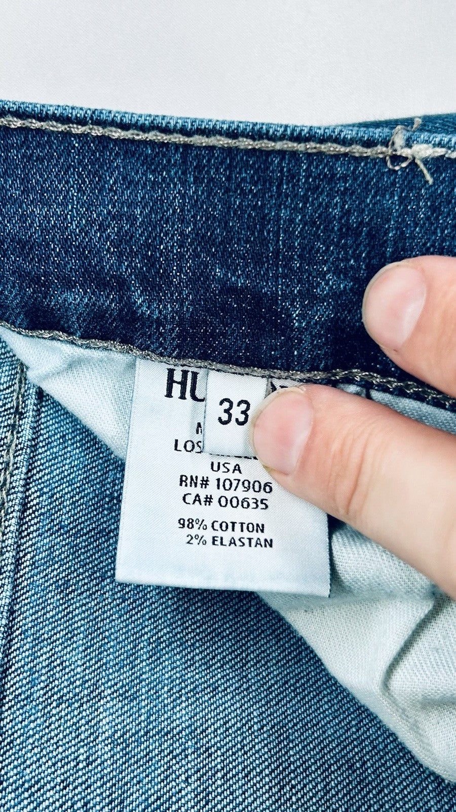 Hudson Jeans Mens 33x32 Byron Five Pocket Straight Blue Button-Fly Preppy City
