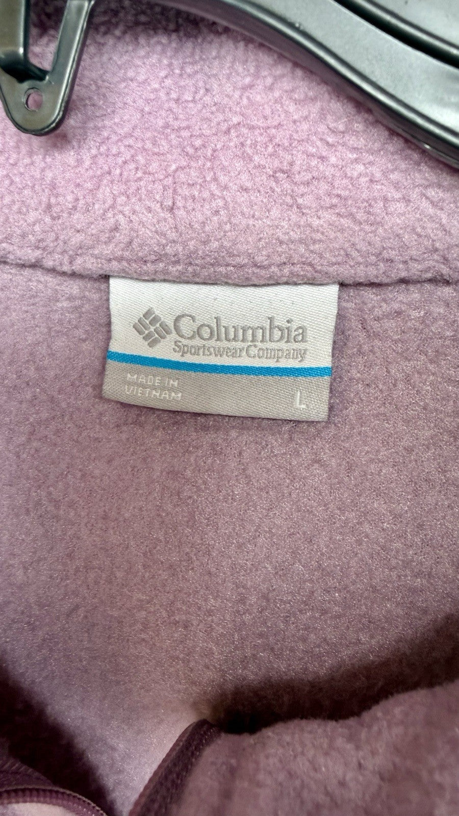 Columbia Women's Gray Polyester Jacket L Full Zip Solid Fleece Pockets Purple
