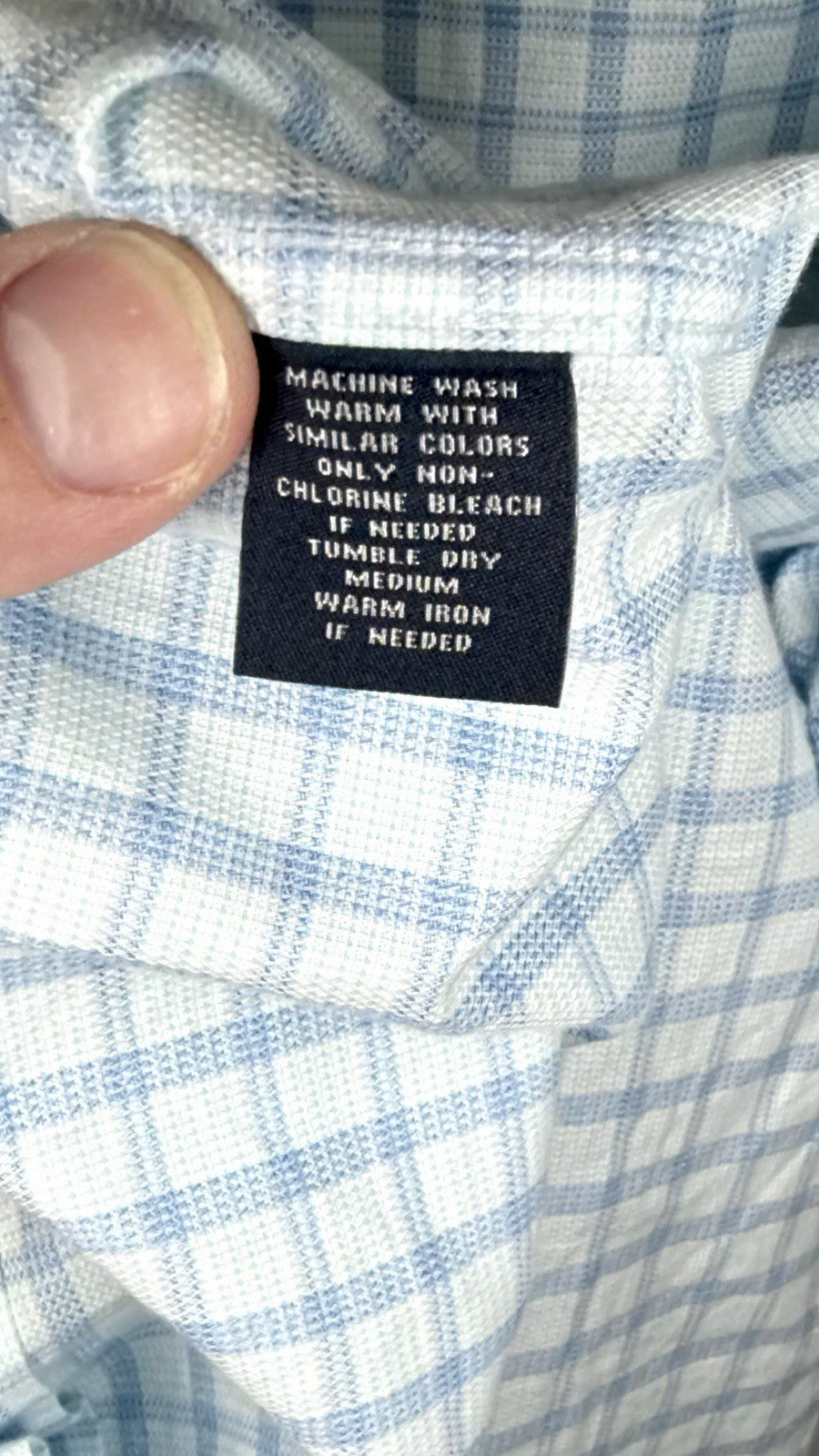 HART SCHAFFNER MARX Shirt size M white blue plaid Button up short sleeve