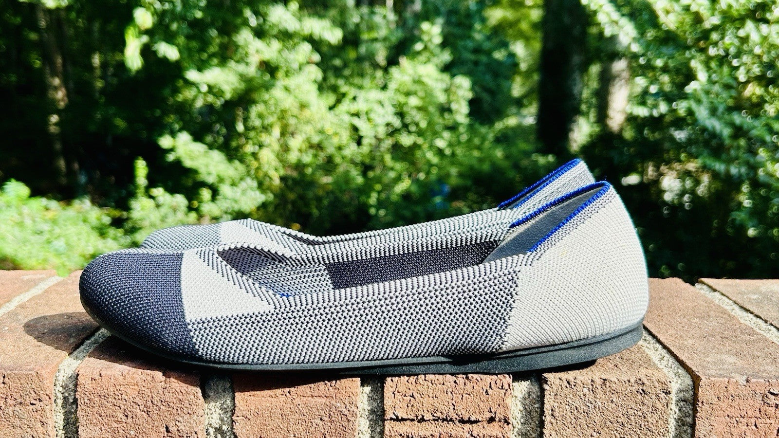 NWOT Rothy's The Flat Captoe Black Color Block Textile Travel Women’s US 9