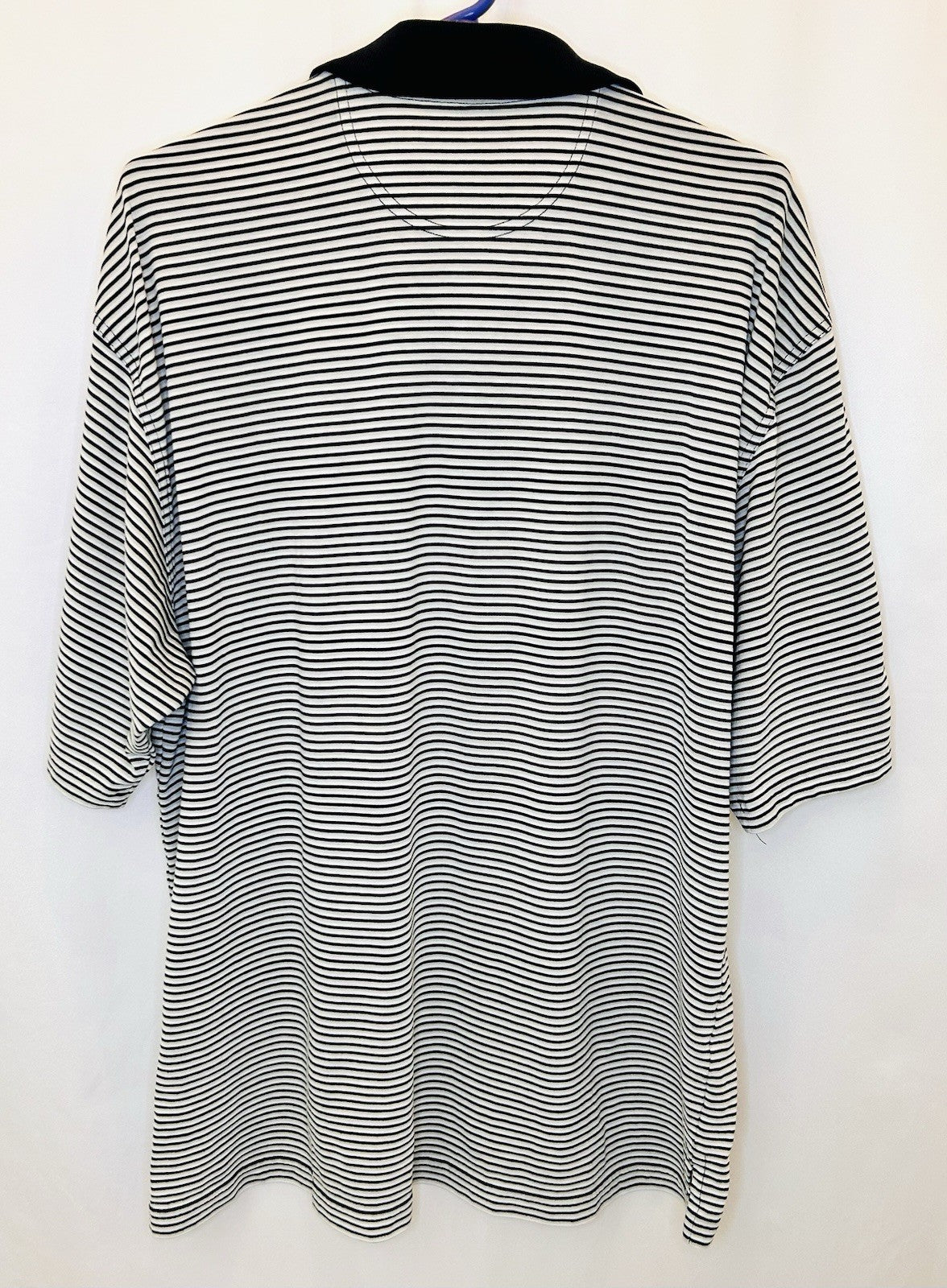 Ashworth Polo Striped Golf Shirt - White/Navy - Men’s XL - Breathable