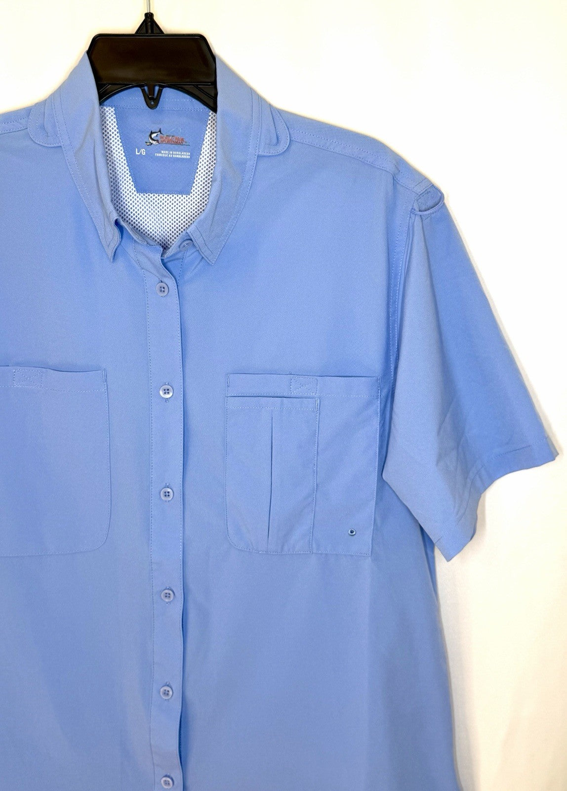 World Wide Sportsman Fishing Shirt Men’s L Periwinkle Vented Short Sleeve Button
