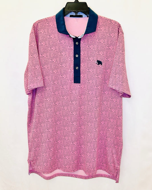 Greyson Golf S/S Polo Shirt Plus Minus Print Wild Rose Pink Men’s L Large