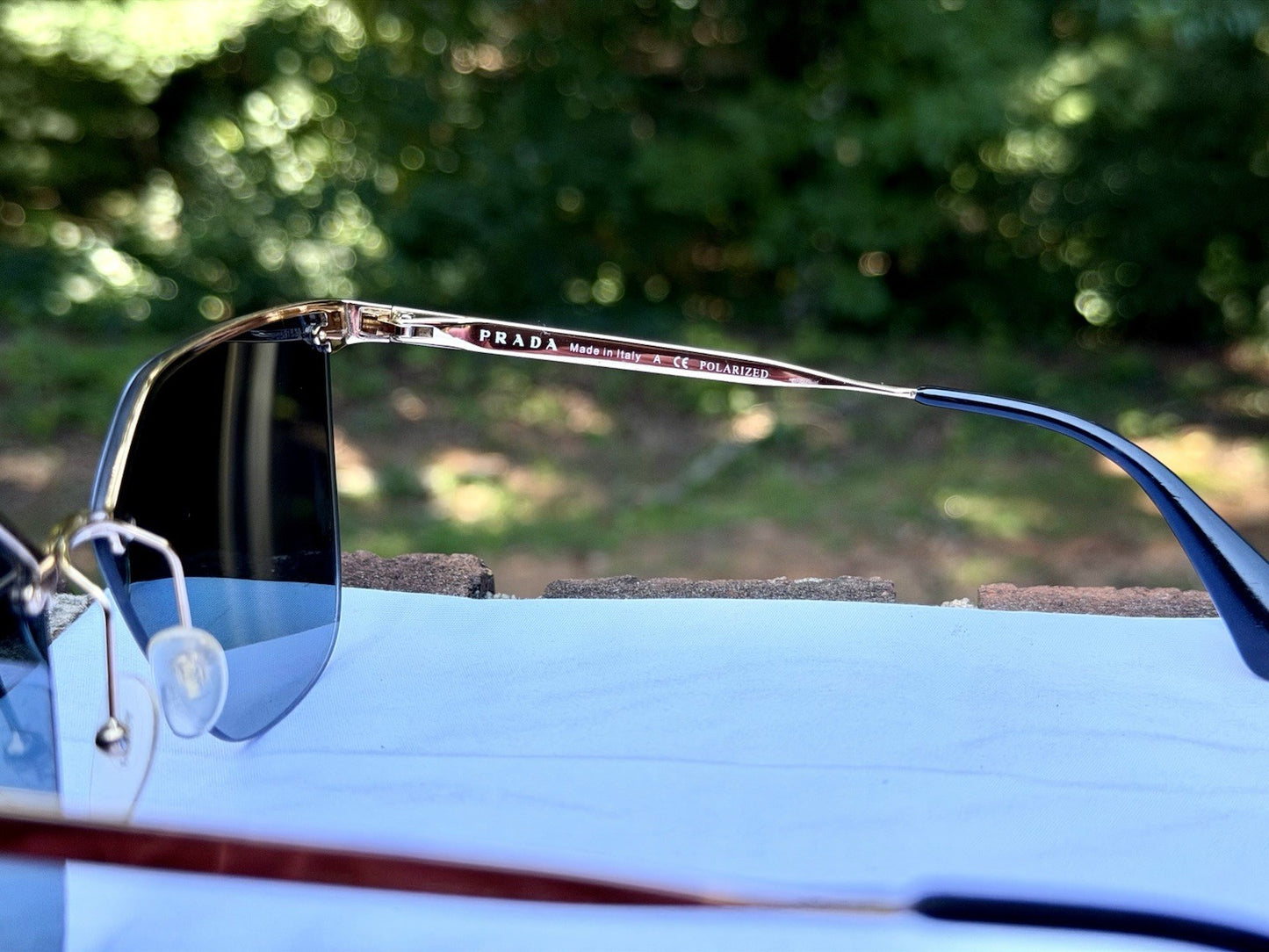 PRADA Cinéma SPR 68T Sunglasses Pale Gold Gray Mirror Polarized Cat Eye PR68TS