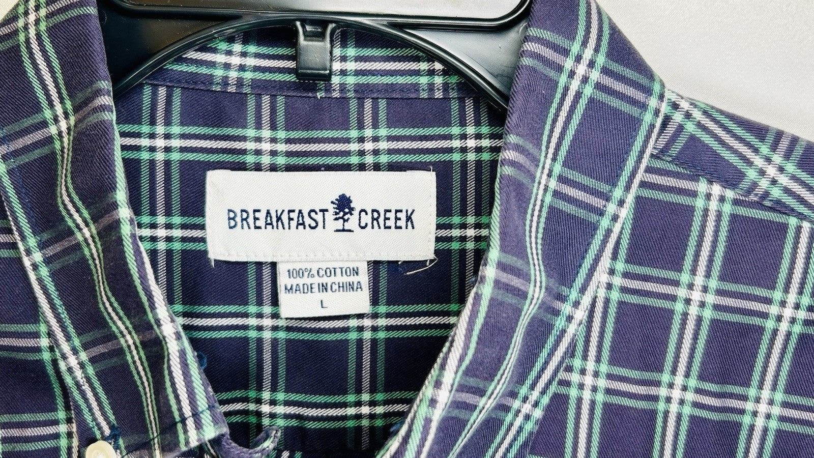 Breakfast Creek Blue/Green Checkered Long Sleeve Button Up Shirt