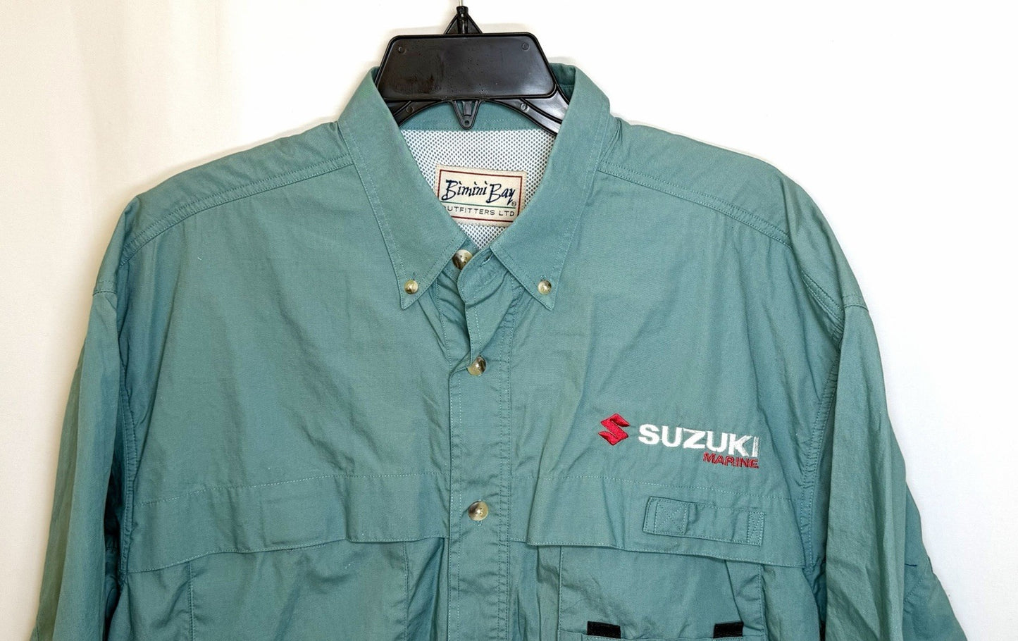 Bimini Bay Short Sleeve Vented Outdoor Fishing Shirt Light Blue Teal Men's Large